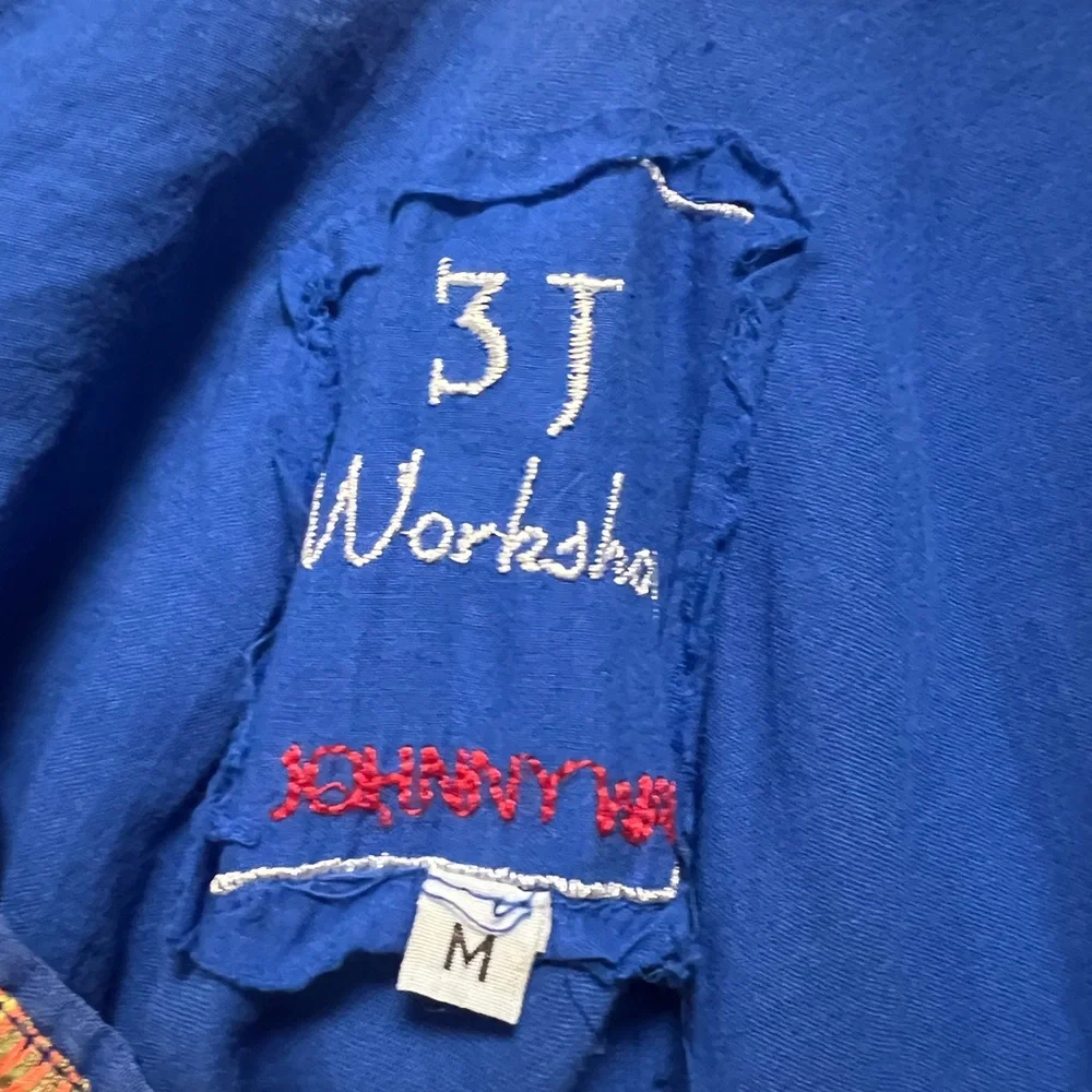 Johnny Was 3J Workshop Blue Embroidered Handkerchief Hem Boho Dress Medium - Picture 10 of 10